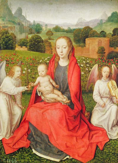 Virgin and Child between two angels, c.1480s by Hans Memling